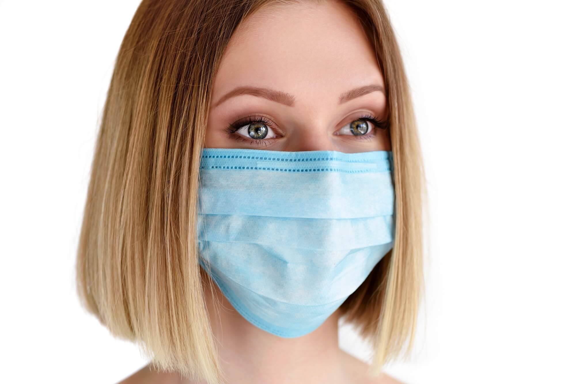 young woman in medical mask