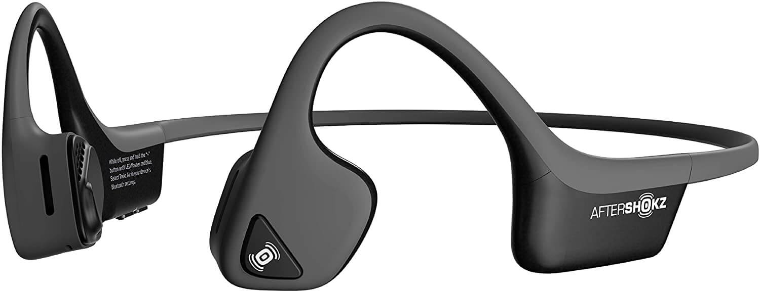 AfterShokz Trekz Air Open-Ear Wireless Bone Conduction Sports Running Headphones with Portable Storage Case, Slate Grey 