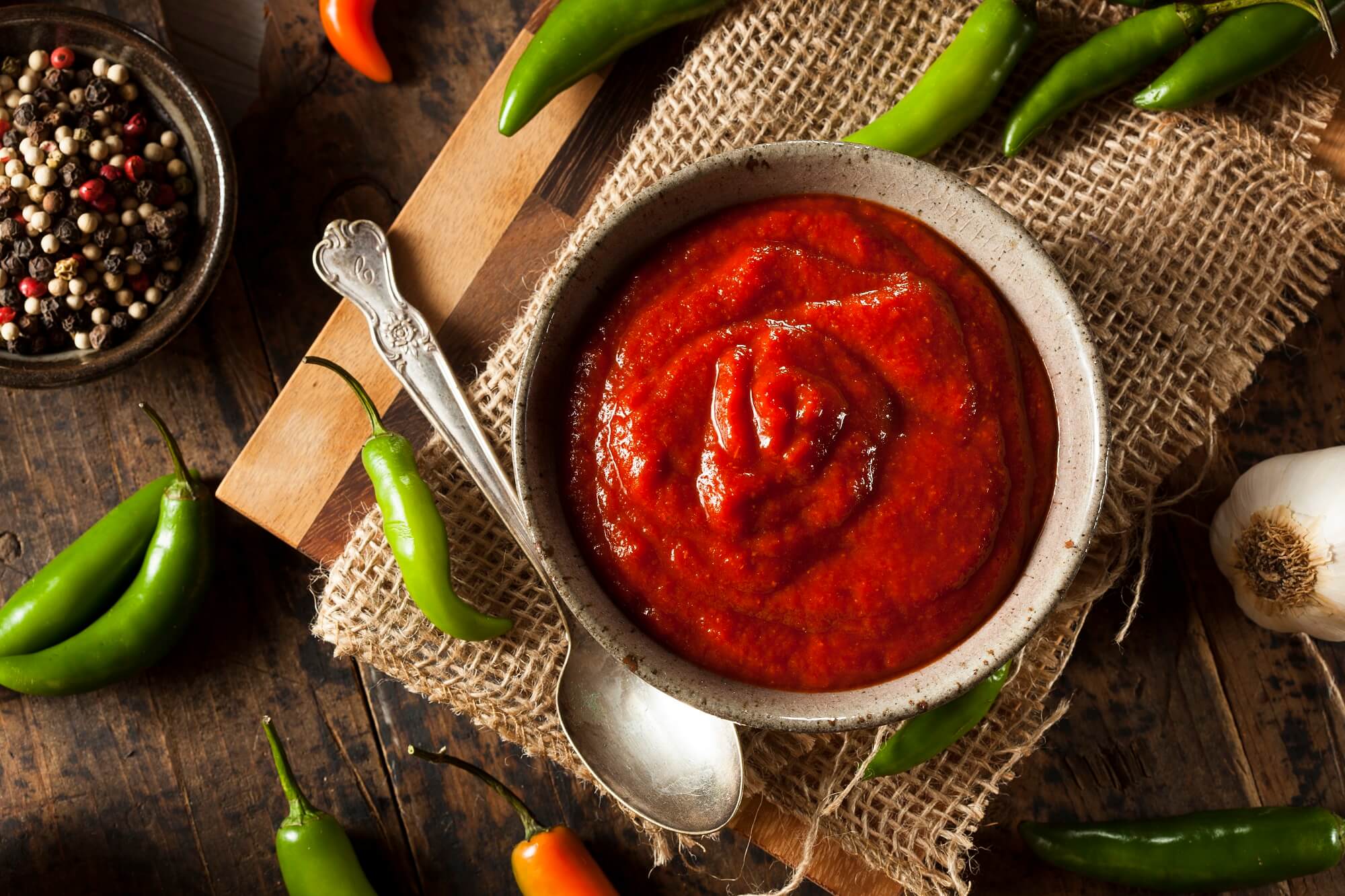 gift ideas for men Hot Spicy Red Sriracha Sauce in a Bowl