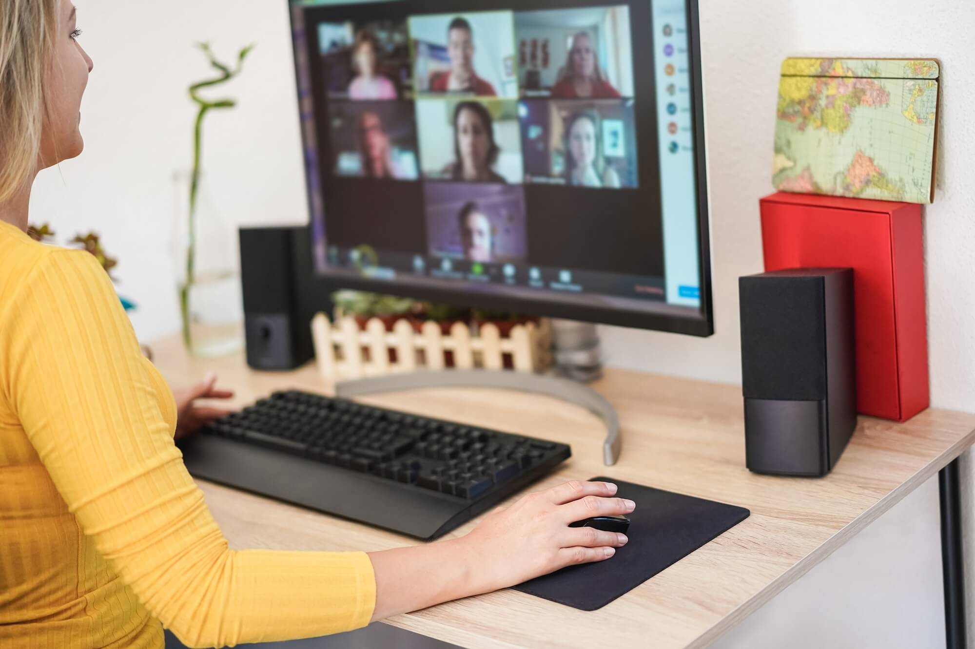 woman having video call on online communities