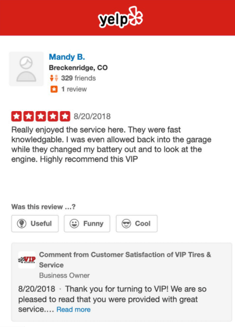 consumer review on yelp product review site
